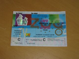 U2 - 1993 Wembley Gig Ticket Stub