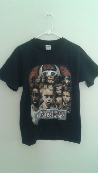 2002 Korn & Disturbed Pop Sux Tour Black T - Shirt Adult Size Large