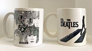 2 Iconic Collectible Beatles Coffee Mugs - Abbey Road And Revolver Album Covers