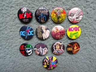 13 X Ac/dc Vintage 70s 80s Rock Pin Badges