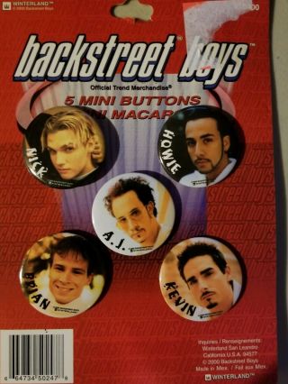 Wonderland Backstreet Boys - 5 Mini Buttons Rare Vintage 2000 Nick Carter