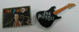The Sex Pistols Sid Vicious 2 X Vintage Early 1980s Badges Pins Buttons Punk