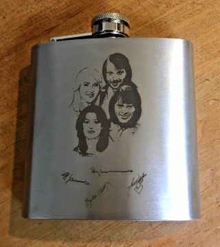 Abba Signed Laser Engraved 6oz Stainless Steel Hip Flask