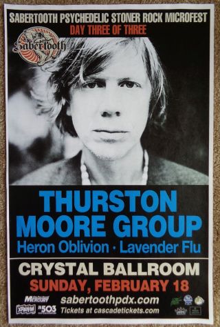 Thurston Moore 2018 Gig Poster Sonic Youth Portland Oregon Sabertooth Microfest