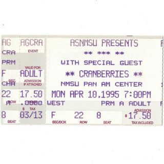 The Cranberries & Grant Lee Buffalo Concert Ticket Stub 4/10/95 Las Cruces Nm