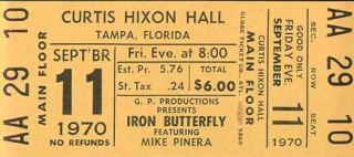 Iron Butterfly Concert Ticket 1970 Set Of Two (2) Yellow