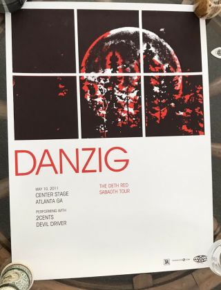 Danzig 2011 Deth Red Tour Poster Devil Driver Misfits 2011 18”x24”