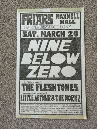 Nine Below Zero/fleshtones/little Arthur & The Horns - 1982 Friars Aylesbury Flyer