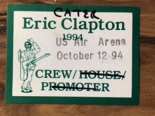 Vintage Back Stage Pass Eric Clapton World Tour 1994 Catering Crew Ships Us