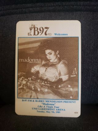 Madonna Like A Virgin World Tour B - 97 Radio Promo Pass 1987