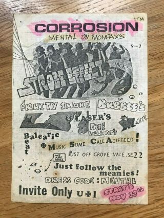 Corrosion @ Unknown Venue Rare Early Illegal Rave Flyer 1988