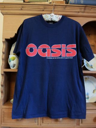 Old Oasis Tour T Shirt Unofficial Unbranded Standing On The Shoulder Of Giants L