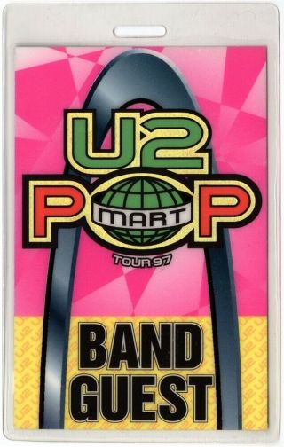 U2 Authentic 1997 Concert Laminated Backstage Pass Popmart Tour Band Guest Pink