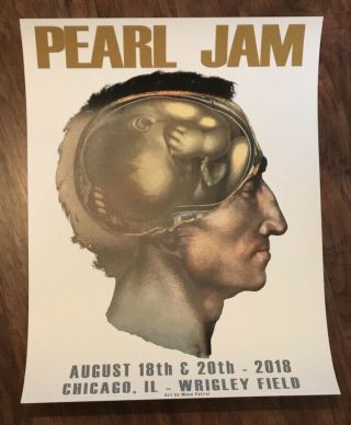 Pearl Jam Wrigley Field Chicago Il 2018 Moon Patrol Official Concert Poster