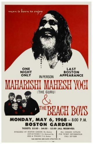 Beach Boys Large Poster Live Boston Concert W/ Guru Maharishi Mahesh Yogi
