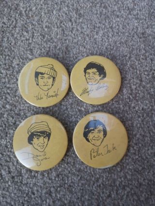 Vintage The Monkees Large Metal Promo Pin Badge Bundle Circa 1960s