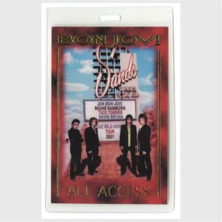 Bon Jovi Authentic 2001 Concert Laminated Backstage Pass One Wild Night Tour Aa