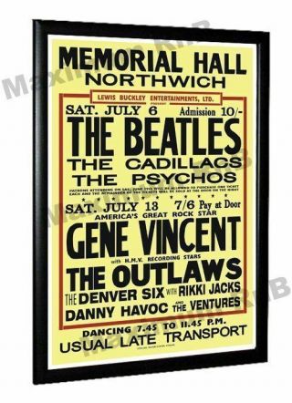 The Beatles Gene Vincent Concert Poster Northwich 1963