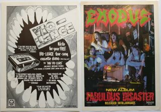 Exodus Vio - Lence 2 X Vintage Adverts Heavy Metal Poster Cuttings Thrash