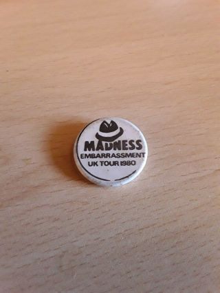 Vintage 1980 Madness Embarrassment Tour Suggs Nutty Ska 2 Two Tone Pin Badge