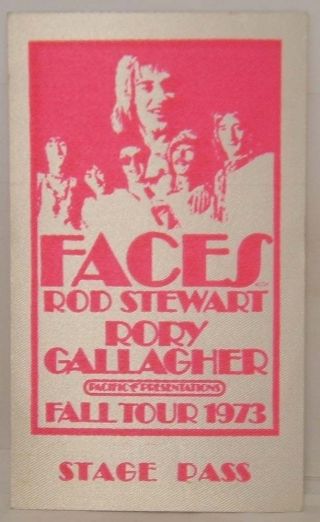 Faces Rod Stewart / Rory Gallagher - Vintage Real 1973 Backstage Pass