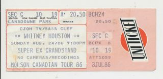 Whitney Houston " The Greatest Love " 1986 - 87 - World Tour Ticket Stub - Aug - 24 - 1986