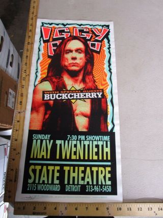 2001 Rock Roll Concert Poster Iggy Pop Buckcherry Mark Arminski Signed