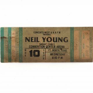 Neil Young & Crazy Horse Concert Ticket Stub Ft Worth 11/10/76 Cortez The Killer