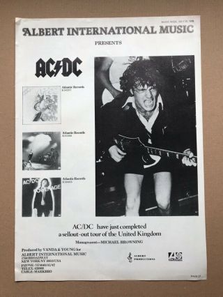 Ac/dc Albert Presents Poster Sized Trade Music Press Advert From 1978