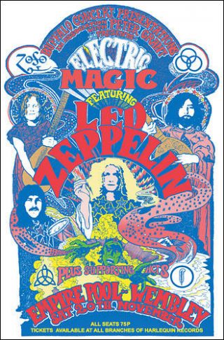 Led Zeppelin Empire Pool Wembley 1971 Concert Poster