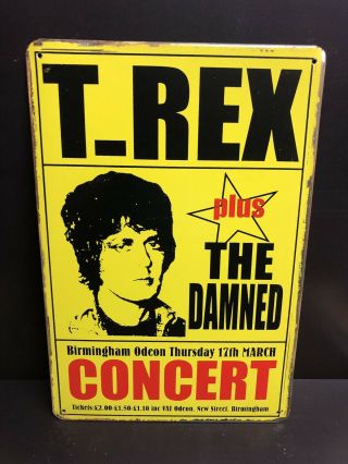 T - Rex The Damned Concert Poster Vintage Style Small Garage Metal Sign 20x30 Cm