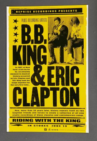 Eric Clapton Bb King 2000 Riding With King Cardboard Promotional Poster
