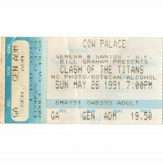 Aic & Megadeth & Anthrax & Slayer Concert Ticket Stub Sf Ca 5/26/91 Cow Palace