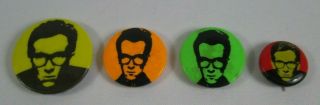 4 X Vintage Late 1970s Stiff Era Elvis Costello Badges Pins Buttons Punk
