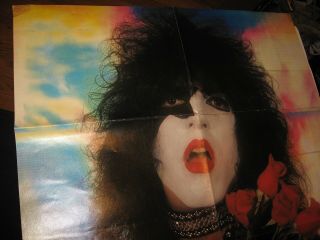 Vintage 1970 ' s Paul Stanley of KISS 8 - Page Fold Out Poster with Makeup Roses 2