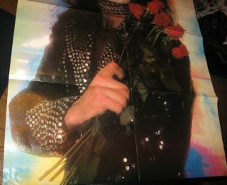 Vintage 1970 ' s Paul Stanley of KISS 8 - Page Fold Out Poster with Makeup Roses 3