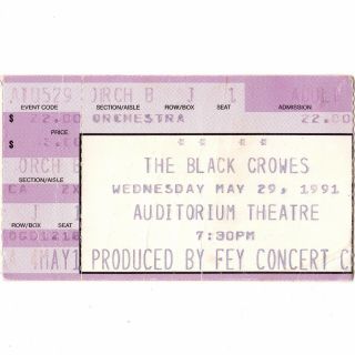 The Black Crowes Concert Ticket Stub Denver 5/29/91 Shake Your Money Maker Tour