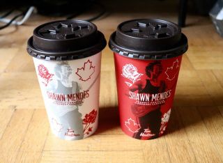 2 Shawn Mendes Tim Hortons Limited Edition First Stadium Show Paper Cups W/lids