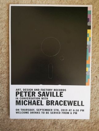 Peter Saville Order Joy Division Exhibition Poster Card A5 2019
