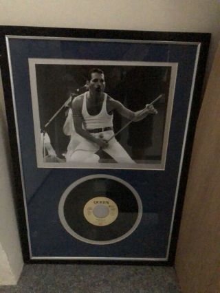 Freddie Mercury Queen Framed Radio Gaga Vinyl/black & White Print - Collectable