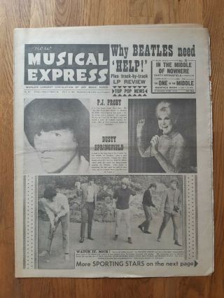 Nme Music Newspaper Dated July 23rd 1965 Features The Rolling Stones On Cover
