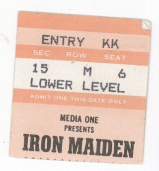 Rare Iron Maiden Vinnie Vincent Invasion 2/11/87 Portland Or Ticket Stub Kiss