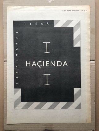 Factory Records Hacienda Poster Sized Music Press Advert From 1983 For