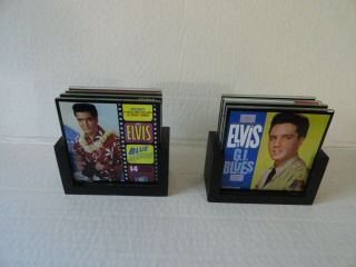 Elvis Presley - Set Of 8 Glass Coasters - W/ Holder - Album Covers - Ec