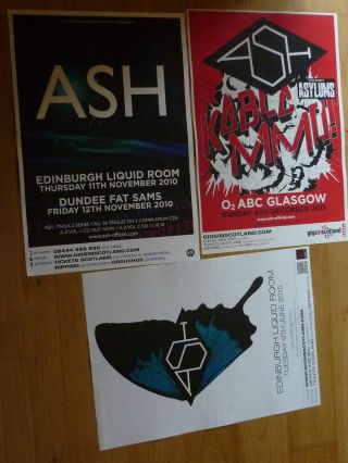 Ash Live Music Memorabilia - Scottish Tour Concert Show Gig Posters X 3
