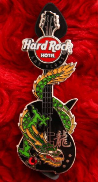 Hard Rock Cafe Pin Las Vegas Hotel CHINESE DRAGON Symbol year of the Guitar logo 3