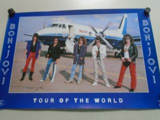Bon Jovi / World Tour Poster / Good Cond.  / 22 1/4 X 34 " Some Edge Wrinkles