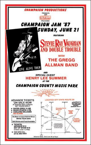 Stevie Ray Vaughan Gregg Allman 1987 Concert Poster Allman Brothers