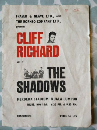 Cliff Richard & The Shadows 1961 Kuala Lumpur Malaysia Malaya Tour Programme