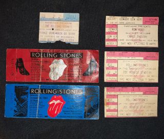 Vintage Rolling Stones Concert Ticket Stubs.  1981,  1989,  1994 & 1992 Ron Wood